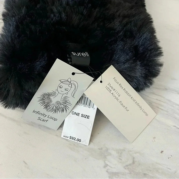 Surell Infinity Loop Scarf Faux Fur Stretch Black - Picture 4 of 5